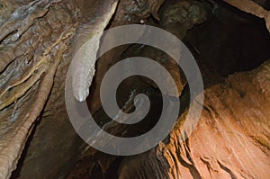 Stalagmites and stalactites in Resava cave, Serbia photo