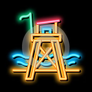 rescue beach tower neon glow icon illustration