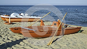 Rescue boat at the beach, Italy, Metaponto