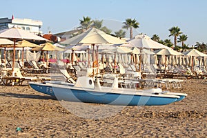 Rescue boat on a lonely beach