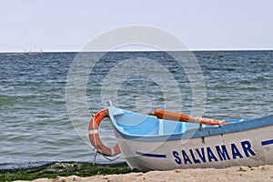 Rescue boat ready to be used in case of drowning