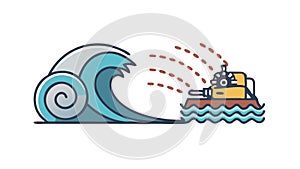 Rescue Boat in Rough Seas, Maritime Safety, vector design Generative AI