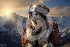 Rescue dog in the mountains AI