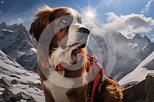 Rescue dog in the mountains AI