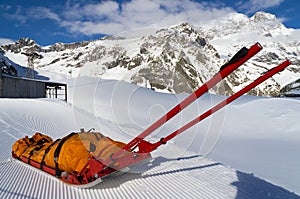 Rescue emergency sled on mountain