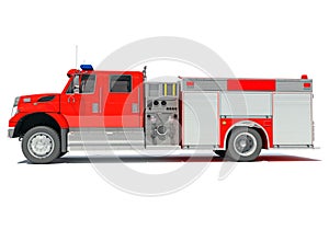 Rescue Fire Pumper Truck 3D rendering on white background