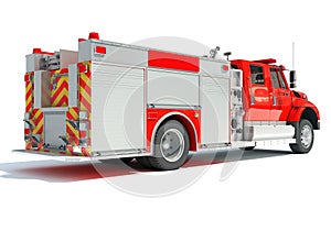 Rescue Fire Pumper Truck 3D rendering on white background