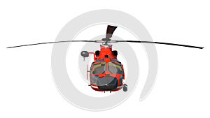 Rescue Helicopter 1- Front view white background 3D Rendering Ilustracion 3D