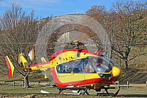 Rescue Helicopter by the Village of Gourdon in France