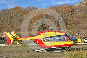 Rescue Helicopter by the Village of Gourdon in France