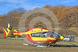 Rescue Helicopter by the Village of Gourdon in France