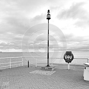 Rescue life buoy, artistic look in black and white.