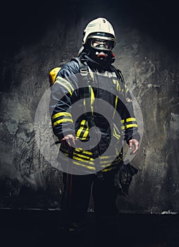 Rescue man in firefighter uniform.