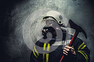 Rescue man in firefighter uniform.