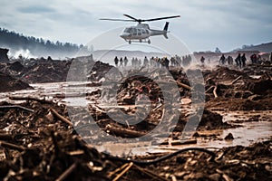 rescue operation helicopter evacuates people flood generative ai
