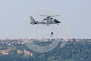Rescue operation by Navy helicopter