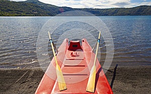 Rescue Rowing Boat on lake shoreline