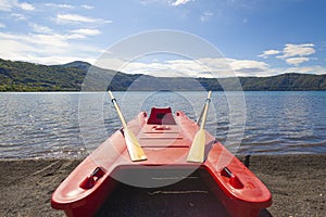 Rescue Rowing Boat on lake shoreline