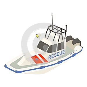 Rescue ship icon, isometric style