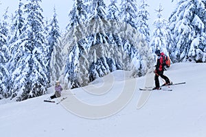 Rescue ski patrol help injured woman skier