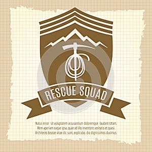 Rescue squad retro badge design