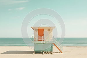 A rescue station on the Beach on a sunny day,