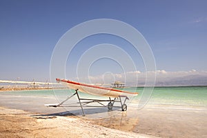 Rescue SUP Stable Stand Up Paddle board  on the Dead Sea beach