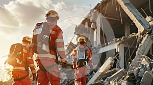 A rescue team uses an AIpowered robot to navigate a collapsed building and locate survivors photo