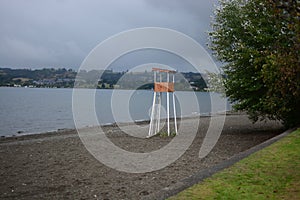 Rescue tower on sandy beach