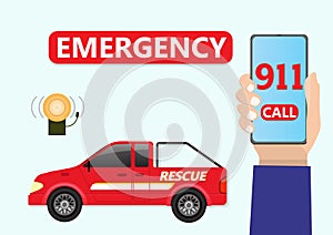 Rescue truck service. 911 urgent emergency call