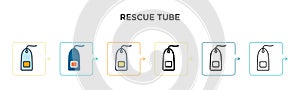 Rescue tube vector icon in 6 different modern styles. Black, two colored rescue tube icons designed in filled, outline, line and