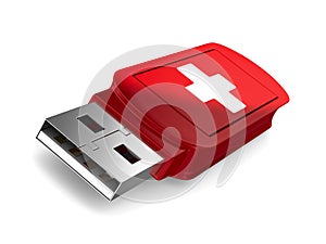 Rescue usb flash drive on white background