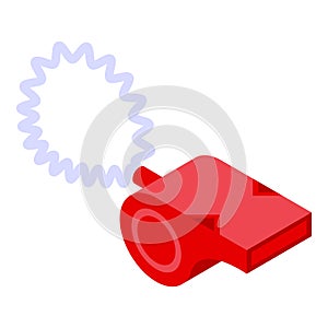 Rescuer red whistle icon, isometric style