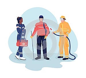 Rescuers 2D vector isolated illustration