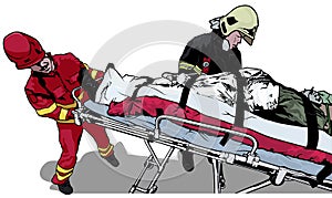 Rescuers and Saved Man on Stretcher photo
