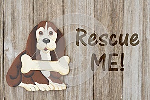 Rescuing a dog on weathered wood