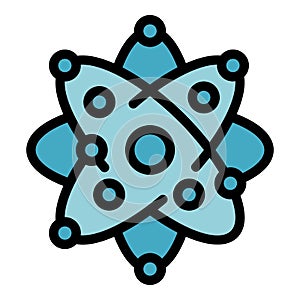 Research atom icon color outline vector
