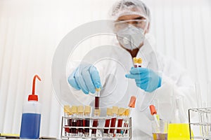 Research and development concept, Laboratory scientist researching covid-19corona virus vacine at lab
