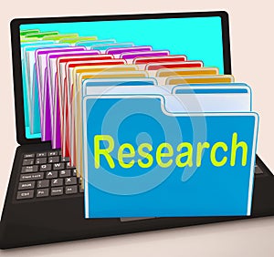 Research Folders Laptop Mean Investigation Gathering Data And An