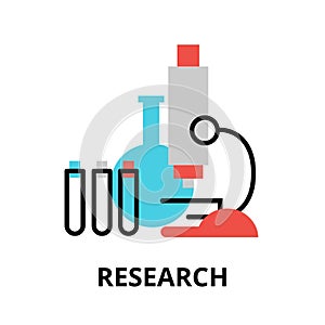 Research icon, flat thin line vector illustration