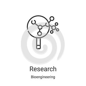 research icon vector from bioengineering collection. Thin line research outline icon vector illustration. Linear symbol for use on