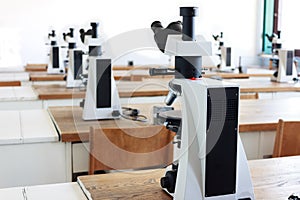 Research laboratory with microscope