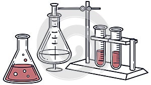 Research Laboratory Setup, Flask, Tubes, Microscope, vector design Generative AI