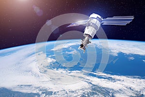 Research, probing, monitoring of in atmosphere. Satellite for monitoring the weather in the polar orbit above the Earth. Elements