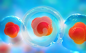 Research of stem cells. Cells under a microscope. Cellular Therapy. Cell division