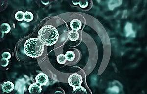 Research of stem cells. Cells under a microscope. Cellular Therapy