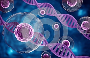 Research of stem cells. Stem cells under a microscope. Cellular Therapy