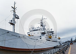 Research vessel COSMONAUT VIKTOR PATSAEV on the pier of Kaliningrad