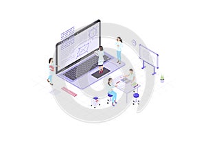 Research workers isometric vector illustration