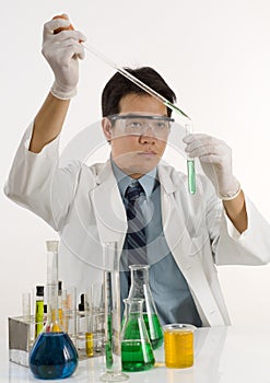Researcher conducting experiment